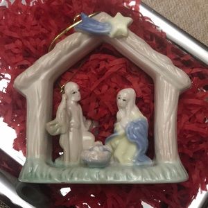 Porcelain nativity scene ornament